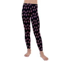 Peach Purple Daisy Flower Black Kids  Lightweight Velour Leggings by snowwhitegirl