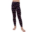 Peach Purple Daisy Flower Black Kids  Lightweight Velour Leggings View1