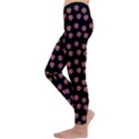 Peach Purple Daisy Flower Black Kids  Lightweight Velour Leggings View2