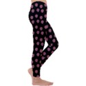 Peach Purple Daisy Flower Black Kids  Lightweight Velour Leggings View3