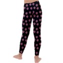 Peach Purple Daisy Flower Black Kids  Lightweight Velour Leggings View4