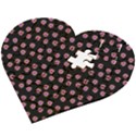 Peach Purple Daisy Flower Black Wooden Puzzle Heart View2