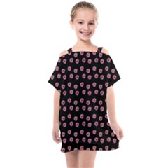 Peach Purple Daisy Flower Black Kids  One Piece Chiffon Dress by snowwhitegirl