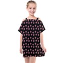 Peach Purple Daisy Flower Black Kids  One Piece Chiffon Dress View1