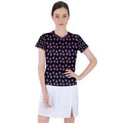 Peach Purple Daisy Flower Black Women s Sports Top