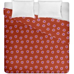 Peach Purple Daisy Flower Red Duvet Cover Double Side (king Size) by snowwhitegirl