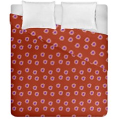 Peach Purple Daisy Flower Red Duvet Cover Double Side (california King Size) by snowwhitegirl