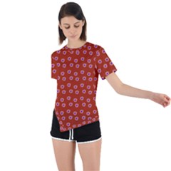 Peach Purple Daisy Flower Red Asymmetrical Short Sleeve Sports Tee