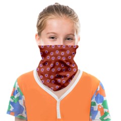 Peach Purple Daisy Flower Red Face Covering Bandana (kids)