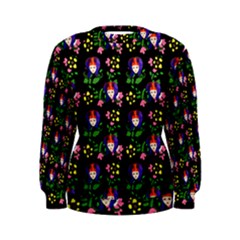 60s Girl Floral Daisy Black Women s Sweatshirt by snowwhitegirl