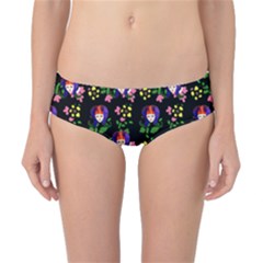 60s Girl Floral Daisy Black Classic Bikini Bottoms by snowwhitegirl