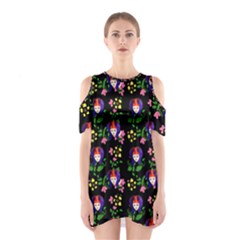 60s Girl Floral Daisy Black Shoulder Cutout One Piece Dress