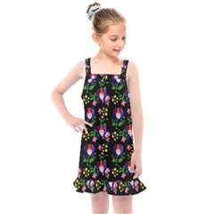 60s Girl Floral Daisy Black Kids  Overall Dress by snowwhitegirl