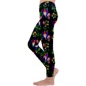 60s Girl Floral Daisy Black Kids  Lightweight Velour Leggings View2