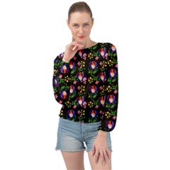 60s Girl Floral Daisy Black Banded Bottom Chiffon Top by snowwhitegirl