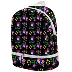 60s Girl Floral Daisy Black Zip Bottom Backpack