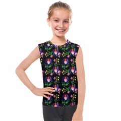 60s Girl Floral Daisy Black Kids  Mesh Tank Top by snowwhitegirl