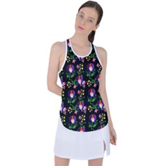 60s Girl Floral Daisy Black Racer Back Mesh Tank Top by snowwhitegirl