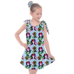 60s Girl Light Blue Floral Daisy Kids  Tie Up Tunic Dress by snowwhitegirl