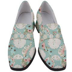 Floral Work Women s Chunky Heel Loafers by designsbymallika