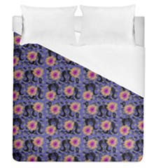 60s Girl Floral Blue Duvet Cover (queen Size) by snowwhitegirl