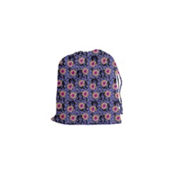 60s Girl Floral Blue Drawstring Pouch (xs) by snowwhitegirl