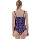 60s Girl Floral Blue Twist Front Tankini Set View2