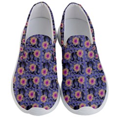 60s Girl Floral Blue Men s Lightweight Slip Ons by snowwhitegirl