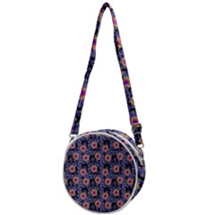 60s Girl Floral Blue Crossbody Circle Bag