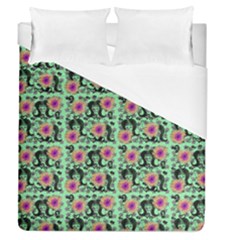 60s Girl Floral Green Duvet Cover (queen Size) by snowwhitegirl