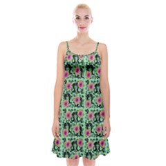 60s Girl Floral Green Spaghetti Strap Velvet Dress by snowwhitegirl