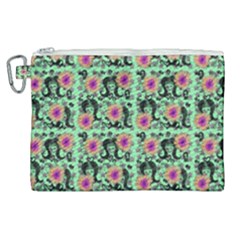 60s Girl Floral Green Canvas Cosmetic Bag (xl) by snowwhitegirl