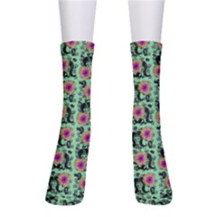 60s Girl Floral Green Men s Crew Socks by snowwhitegirl