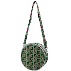 60s Girl Floral Green Crossbody Circle Bag by snowwhitegirl