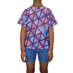 Triangle Mandala Pattern Kids  Short Sleeve Swimwear by designsbymallika