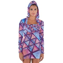 Triangle Mandala Pattern Long Sleeve Hooded T-shirt by designsbymallika