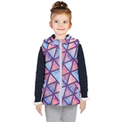 Triangle Mandala Pattern Kids  Hooded Puffer Vest by designsbymallika