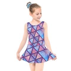 Triangle Mandala Pattern Kids  Skater Dress Swimsuit by designsbymallika