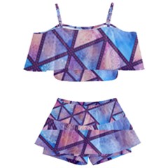 Triangle Mandala Pattern Kids  Off Shoulder Skirt Bikini by designsbymallika