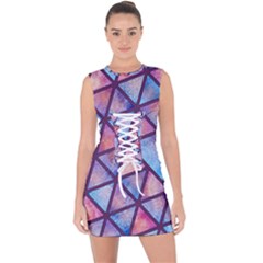 Triangle Mandala Pattern Lace Up Front Bodycon Dress by designsbymallika