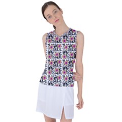 60s Girl Floral White Women s Sleeveless Sports Top