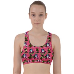 60s Girl Dark Pink Floral Daisy Back Weave Sports Bra by snowwhitegirl