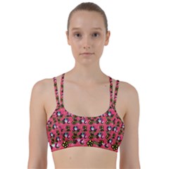 60s Girl Dark Pink Floral Daisy Line Them Up Sports Bra by snowwhitegirl