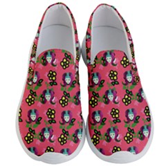 60s Girl Dark Pink Floral Daisy Men s Lightweight Slip Ons by snowwhitegirl