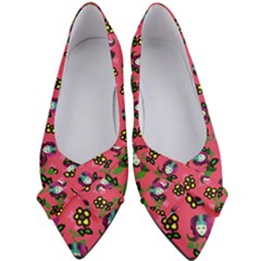 60s Girl Dark Pink Floral Daisy Women s Bow Heels