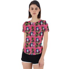 60s Girl Dark Pink Floral Daisy Back Cut Out Sport Tee