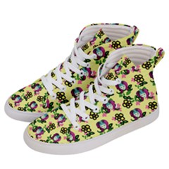 60s Girl Yellow Floral Daisy Men s Hi-top Skate Sneakers by snowwhitegirl