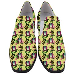 60s Girl Yellow Floral Daisy Women Slip On Heel Loafers by snowwhitegirl