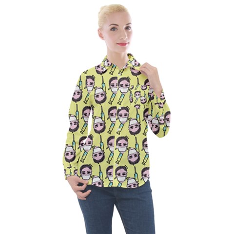 Doctor Pattern Women s Long Sleeve Pocket Shirt by snowwhitegirl