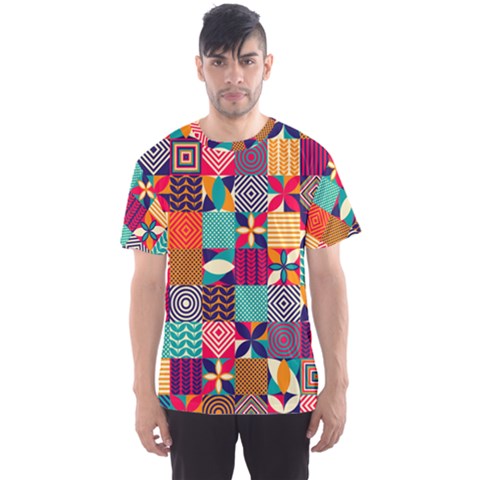 Geometric Mosaic Men s Sport Mesh Tee by designsbymallika